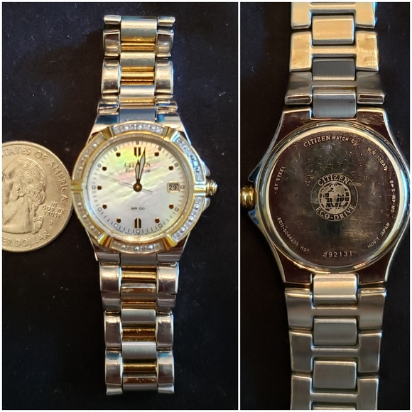Citizen Eco-Drive Riva, Diamond Accent, MOP, Women's Two-Tone 26mm, EUC! - Picture 4 of 17